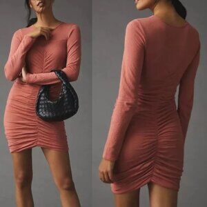 NEW Anthropologie Sundry Ruched Sweetheart Dress in Pink/Rose Color/Size S/NEW